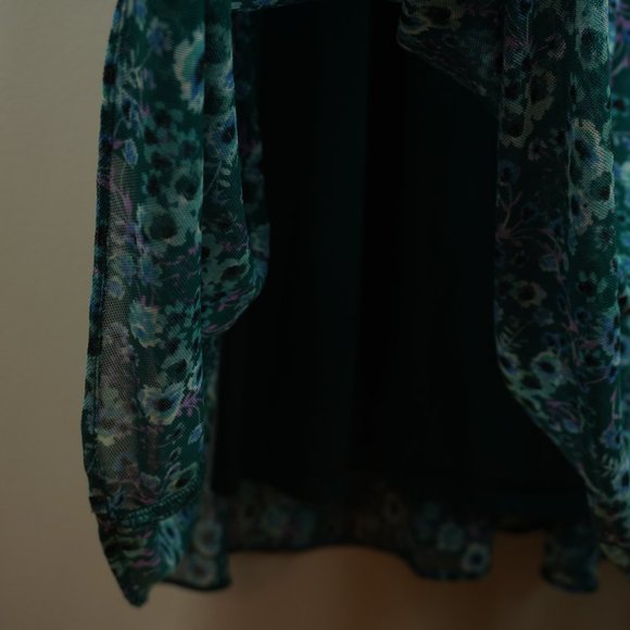 Donna Morgan Dress Green and Blue Maxi Sleeveless Size 10 - Picture 3 of 11